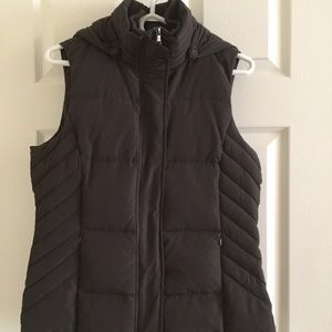 Brown Puffer Vest with Hood